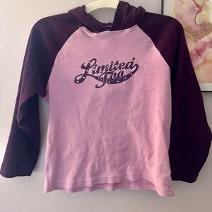 RARE VINTAGE Limited Too purple two tone hooded cropped long sleeve shirt